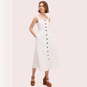 Kate Spade White Button Front Midi Dress in Size Zero